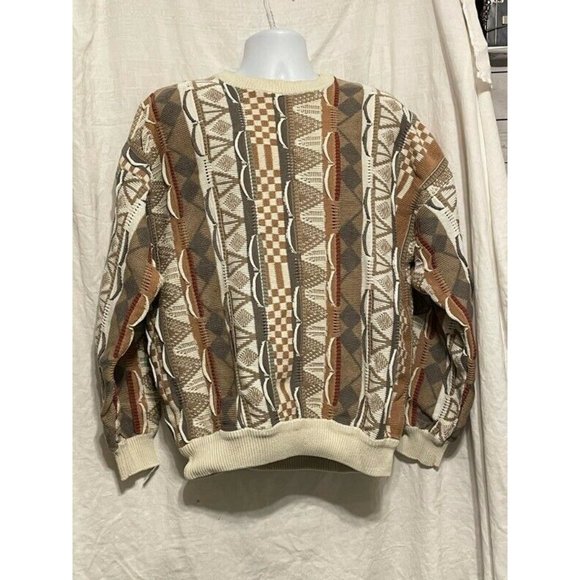 Cape Isle Pullover Sweater Mens Geometric Multicolor Long Sleeve Crew Neck XL - Picture 4 of 5